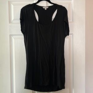 CAbi Flip It Draped Racerback Black Tee Women’s Size Large